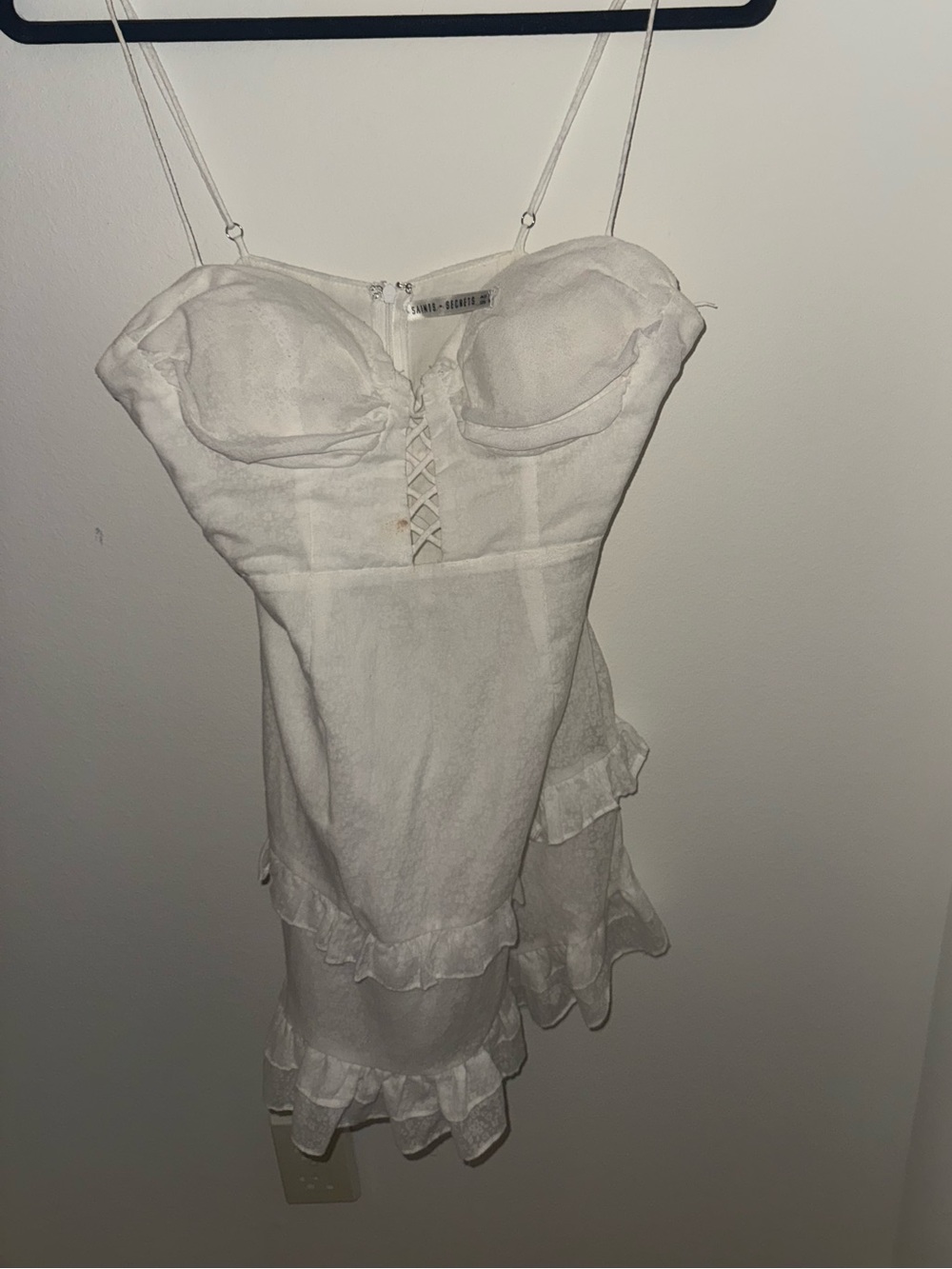 Hello Molly White Bustier Ruffle Mini Dress Size S